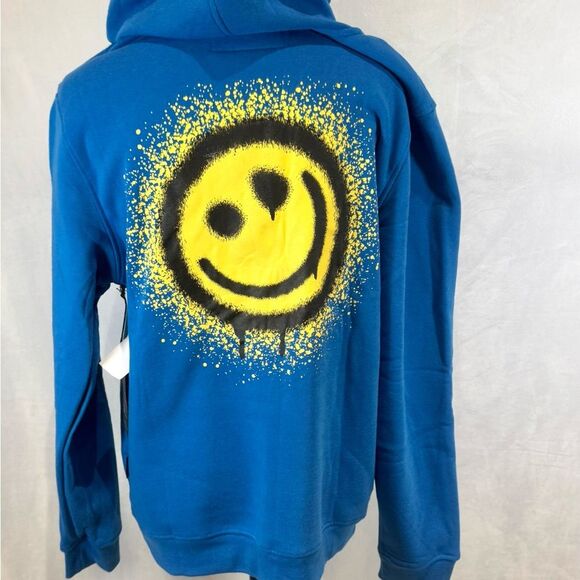 Brooklyn Cloth “Drip All Day” blue smiley hoodie size medium NWT - Picture 6 of 8